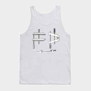 Wooden clamps, vintage woodworking book illustration Tank Top